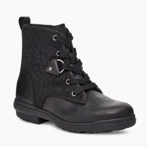 WOMEN'S UGG HAPSBURG Lace-Up Black Wool Winter Waterproof Ankle Boots Women Sz 7
